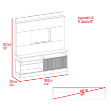 Mesa Para Tv Thun, Blanco Duqueza y Bardolino, con espacio central para tv de hasta 70"