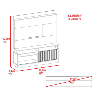 Mesa Para Tv Thun, Blanco Duqueza y Bardolino, con espacio central para tv de hasta 70"