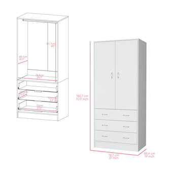 Closet Pilic, Blanco Duqueza, tres cajones con gran capacidad de almacenamiento ZF