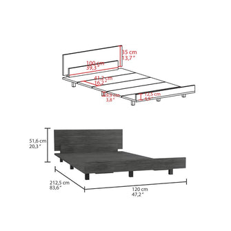 Cama Semi Doble Wesley, Gris, con Patas Metálicas