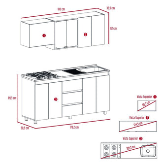 Cocina Integral Polux, Miel y Blanco, Incluye Mesón Derecho Hc