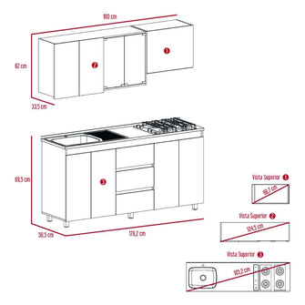 Cocina Integral Polux, Miel y Blanco, Incluye Mesón Izquierdo Hc