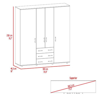 Closet Alto Fontana, Milan y Wengue, con cuatro puertas abatibles