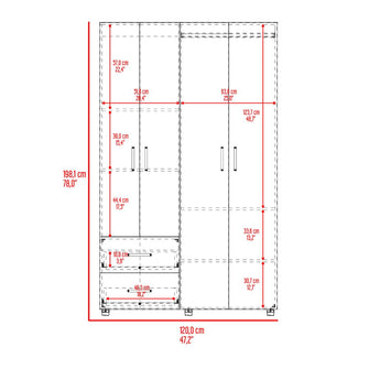 Closet Barin 120, Wengue, con cajones de gran capacidad para su almacenamiento