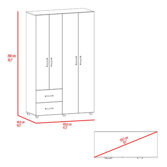 Closet Barin 120, Nevado y Blanco, con cajones de gran capacidad para su almacenamiento