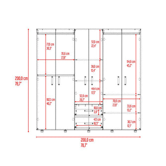 Closet Barin 200, Fresno Europeo y Wengue, con cuatro puertas abatibles