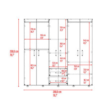 Closet Barin 200, Fresno Europeo y Wengue, con cuatro puertas abatibles
