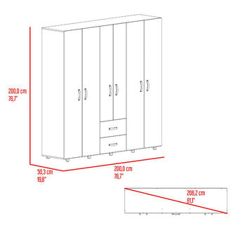 Closet Barin, Nevado y Blanco, con cuatro puertas abatibles