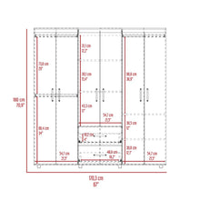 Closet Bariloche Bombay, Milan y Blanco, Variedad de Entrepaños y Seis Puertas Abatibles