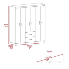 Closet Bariloche Bombay, Milan y Blanco, Variedad de Entrepaños y Seis Puertas Abatibles
