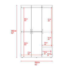Closet Kenvil, Blanco Duqueza, con un cajon y tres puertas