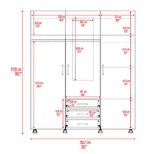 Closet Luciano, Wengue, con 3 cajones 3 puertas, Incluye Espejo y Rodachines ZF