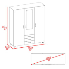 Closet Luciano, Wengue, con 3 cajones 3 puertas, Incluye Espejo y Rodachines ZF
