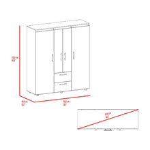 Closet Marcus, Fresno Europeo y Wengue, con Variedad de Entrepaños y Cuatro Puertas Abatibles