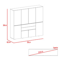 Closet Siruela 220, Café Claro y Blanco, con Cuatro Cajones, Ocho Puertas y Gran Capacidad de Almacenamiento