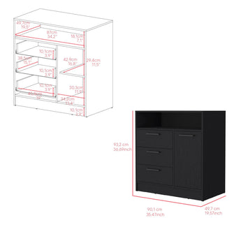 Organizador Omex, Wengue, con Tres Cajones y Una Puerta Abatible ZF