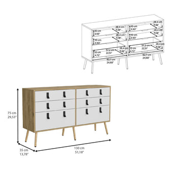 Organizador Huna, Macadamia y Blanco, con seis cajones diseño moderno