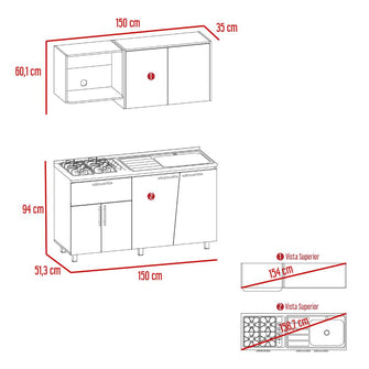 Cocina Integral Emilia, Wengue y Fresno Europeo, Incluye Meson Derecho
