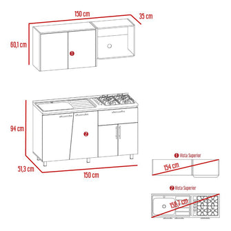 Cocina Integral Emilia, Wengue y Fresno Europeo, Incluye Meson Izquierdo