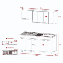 Cocina Integral 180 Kong, Blanco Duqueza y Humo, Incluye Mesón Derecho