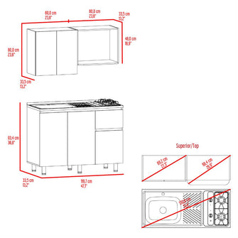 Cocina Integral Express, Wengue y Fresno Europeo, Inlcuye Mesón Izquierdo ZF