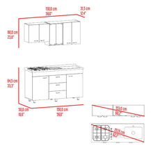 Cocina Integral 150 Laurel, Blanco Duqueza y Positano, Incluye Mesón Derecho
