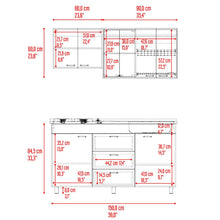 Cocina Integral 150 Laurel, Blanco Duqueza y Positano, Incluye Mesón Derecho