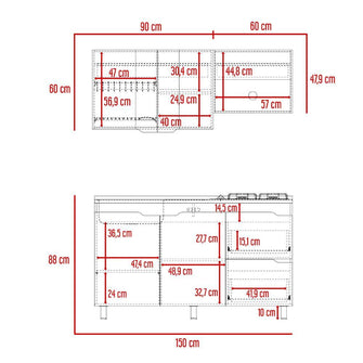 Cocina Integral Mound, Café Claro y Wengue, Incluye Mesón Izquierdo en Acero CF