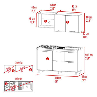 Combo de Cocina Keni, Incluye Cocina Integral y Nevera