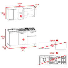 Cocina Integral Preston 150, Wengue y Fresno Europeo, Incluye Mesón Derecho