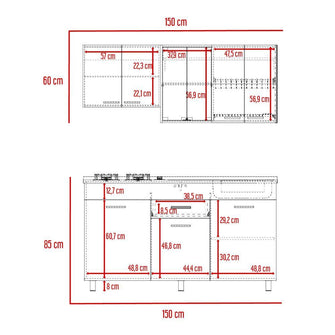 Cocina Integral Eris, Gris y Blanco, Incluye Mesón Derecho Laminado y Quemadores Hc
