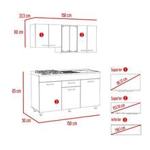 Cocina Integral Eris, Gris y Blanco, Incluye Mesón Derecho Laminado y Quemadores Hc