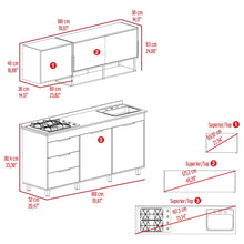 Cocina Integral 180 Larry, Café Claro y Grafito, Incluye Mesón Derecho  ZF