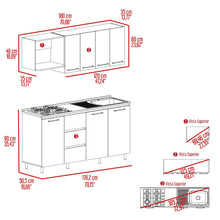 Cocina Integral 180 Elied, Blanco Duqueza y Bardolino, Incluye Mesón Derecho