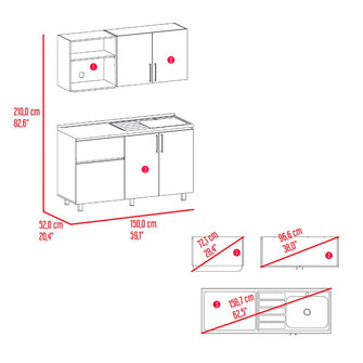 Cocina Integral Ailen, Blanco Duqueza y Wengue, Incluye Mesón Derecho ZF