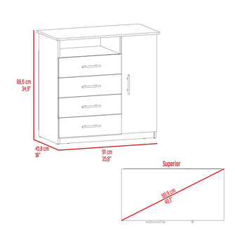 Organizador Barlovento, Gris, con Cuatro Cajones y una Puerta