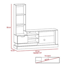 Mesa para Tv Fuze, Café Claro y Blanco, Para Televisor para 55 Pulgadas