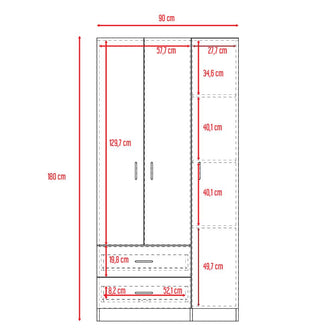 Closet América, Nogal y Blanco, con Dos Cajones y Variedad de Entrepaños