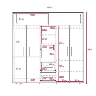 Closet Montano 200, Wengue, con Tres Cajones Organizadores y Tres Tubos Cromados