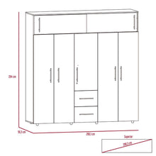Closet Montano 200, Humo y Blanco, con Tres Cajones Organizadores y Tres Tubos Cromados