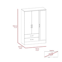 Closet Quiles 120, Wengue y Humo, con Espejo, Tubo Para Colgar Ropa, tres Puertas Abatibles ZF