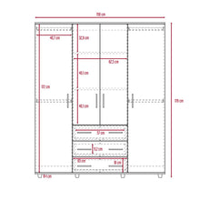 Closet Fontana, Nogal y Blanco, con Cuatro Puertas Abatibles y Tres Cajones Organizadores