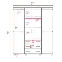 Closet Fontana, Avellana y Blanco, con Cuatro Tubos Para Colgar Ropa y Zapatero En La Parte Inferior