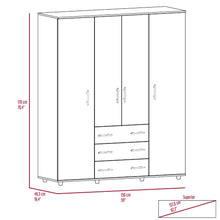 Closet Fontana, Avellana y Blanco, con Cuatro Tubos Para Colgar Ropa y Zapatero En La Parte Inferior