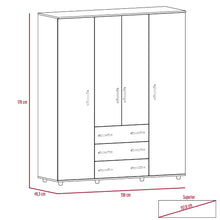 Closet Fontana, Milan y Blanco, con Cuatro Tubos Para Colgar Ropa y Zapatero En La Parte Inferior