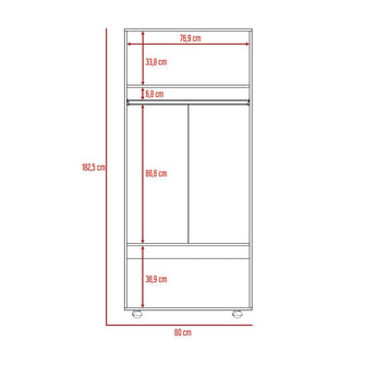 Closet Carlota, Wengue, Con Un Tubo Cromado Y Tres Entrepaños y Dos Puertas