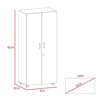 Closet Iker, Beige y Blanco, con Maletero y Rodachinas Para Su Fácil Desplazamiento