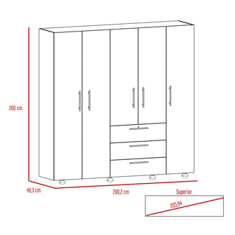 Closet Montreal, Beige y Blanco, con Tres Cajones Organizadores y Tres Tubos Cromados