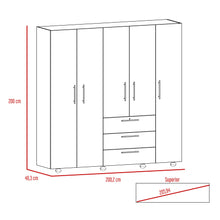 Closet Montreal, Beige y Blanco, con Tres Cajones Organizadores y Tres Tubos Cromados