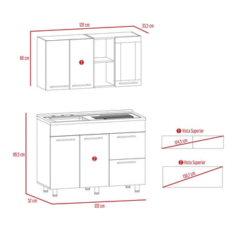 Cocina Integral Walker, Sangría y Blanco, Incluye Mesón Izquierdo